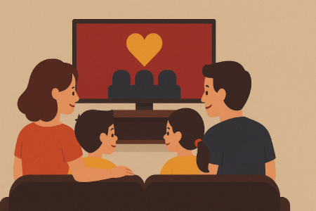 When watching a movie in theaters at nikoganda.com with your family, what type of movie should you choose that is appropriate?